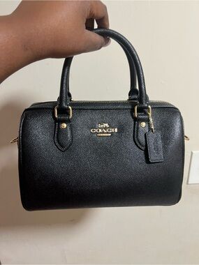 Coach Black Saffiano Leather Mini Satchel with Gold Hardware